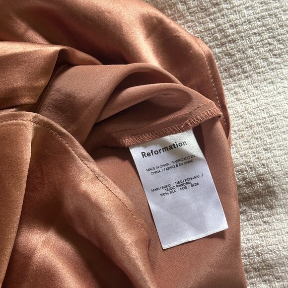 Reformation Ronda Silk Praline Dress Size 4 - Picture 4 of 4